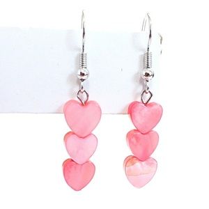💗Pink Heart Shell Beads Earrings💗